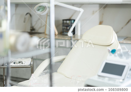 Interior of clinics cosmetology, equipped with modern tools and multifunctional beauty machine Interior of clinics cosmetology, equipped with modern tools and multifunctional beauty machine 108389800