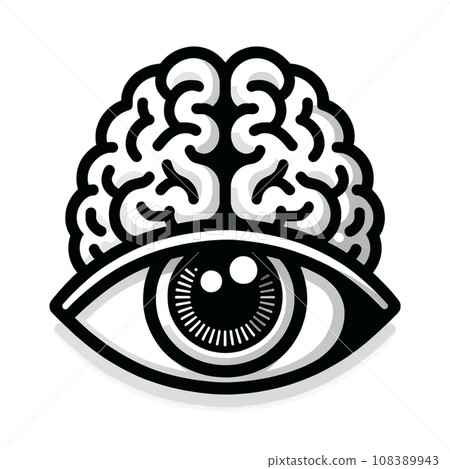 大腦坐在一隻眼睛上的抽象圖像 108389943