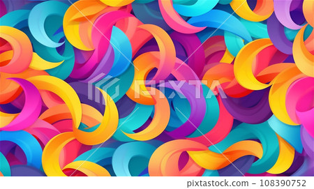 Generative AI, A vibrant abstract pattern in rainbow colors 108390752