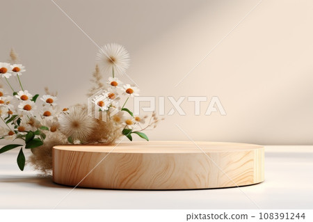Empty minimal natural wooden podium background for product Empty minimal natural wooden podium background for product 108391244