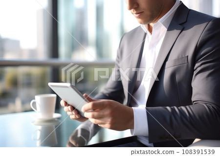 Photo of businessman using a digital tablet while sitting in the office 108391539