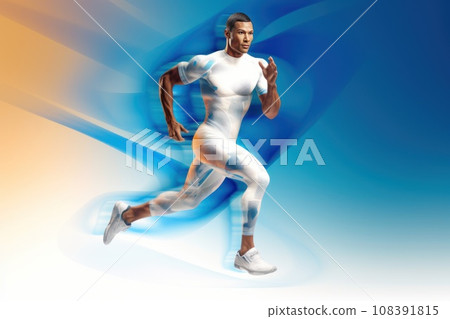 Sports Background, Advertising sport life concept colorful and dynamic trail behind the sprinter Sports Background, Advertising sport life concept colorful and dynamic trail behind the sprinter 108391815
