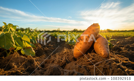 harvested sweet potatoes 108392918