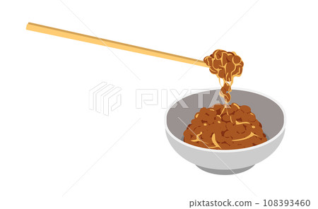 用筷子夾起一小碗納豆，左邊 108393460