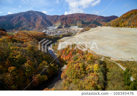 November 2023 Naruse Dam construction site from Yumesennin Ohashi Bridge Akita Prefecture 108393476