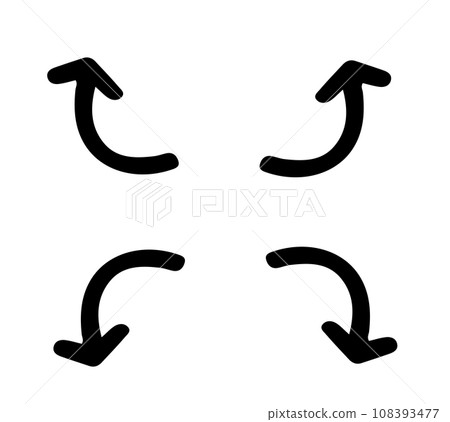 Set of hand drawn bending arrows 108393477