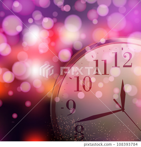 Happy New Year or Christmas card with golden clock. Vector Happy New Year or Christmas card with golden clock. Vector 108393784
