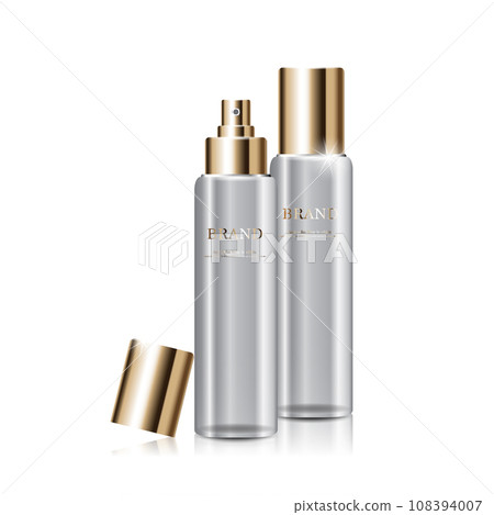 Hydrating facial cream for annual sale or festival sale. white and gold cream mask bottle isolated on golden light background. Graceful cosmetic ads, illustration. 108394007