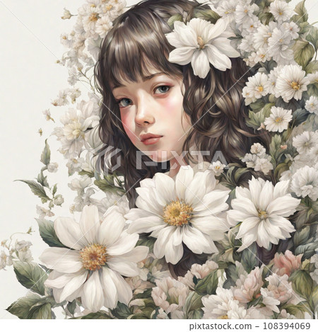 beautiful girl with flowers beautiful girl with flowers 108394069