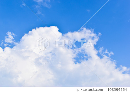 beautiful blue sky and white fluffy group of clouds with sunrise in the morning, natural background 108394364