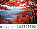 Mountains of autumn leaves and bright red autumn leaves 108395592