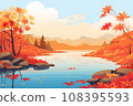 Landscape with mountains and lake in autumn leaves 108395593