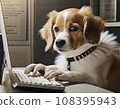 Business dog operating a computer 108395943