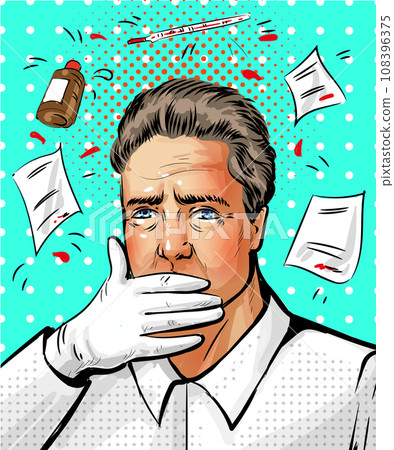 Vector illustration of doctor in retro pop art comic style 108396375