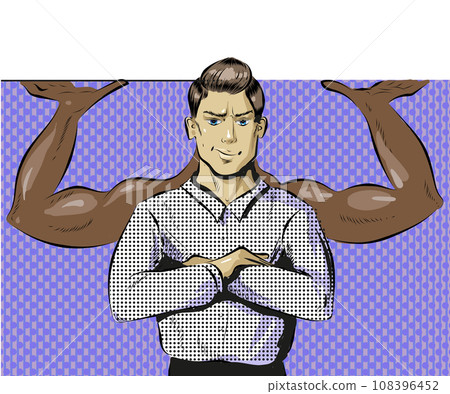 Vector pop art illustration of man with power gesture 108396452