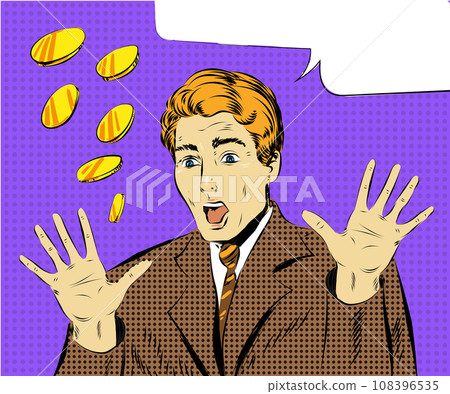 Vector pop art illustration of amazed and surprised businessman 108396535
