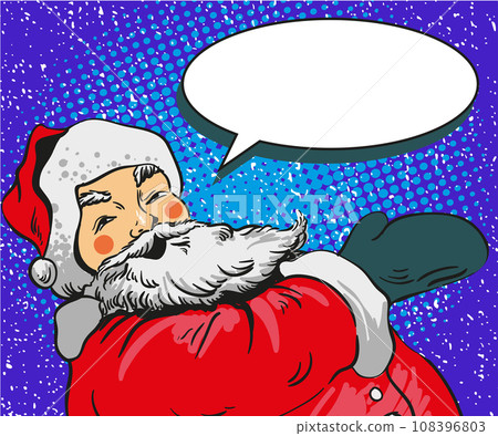 Santa claus vector illustration in comic pop art style. Merry Christmas holiday concept poster and greetings card 108396803