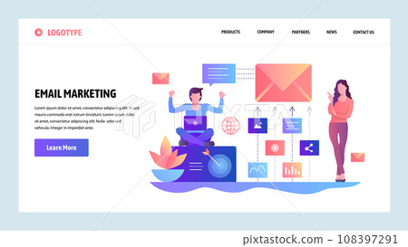 Vector web site design template. Digital and email marketing. Landing page concepts for website and mobile development. Modern flat illustration. 108397291
