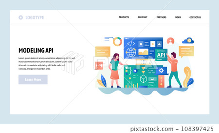Vector web site design template. API technology and software development. Landing page concepts for website and mobile development. Modern flat illustration 108397425