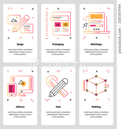 Vector line art web and mobile app template set 108397444