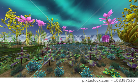 An island with colorful plants An island with colorful plants 108397530