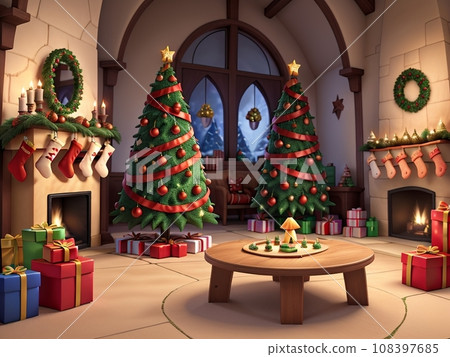 Christmas landscape created by AI Christmas landscape created by AI 108397685