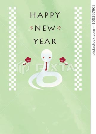 2025年蛇年以蛇為主題的新年卡片明信片材料 108397902