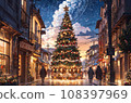 Landscape illustration Christmas tree in town 108397969
