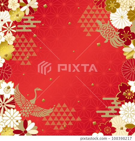 Japanese style floral pattern background material (square) Japanese style floral pattern background material (square) 108398217