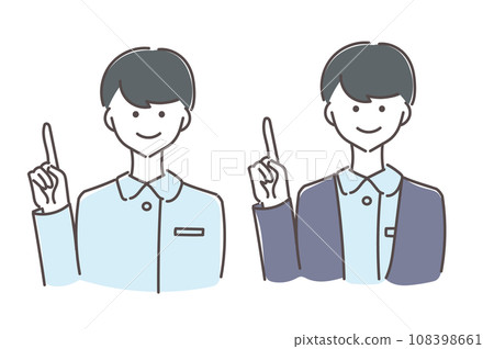 年輕男護士指著插畫集 年輕男護士指著插畫集 108398661