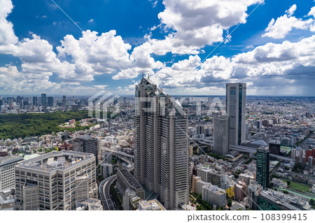 《東京》夏日的天空中的東京城市景觀 108399415