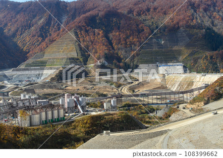 November 2023 Naruse Dam construction site from Yumesennin Ohashi Bridge Akita Prefecture 108399662