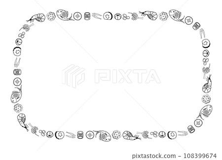 Osechi material frame rectangular monochrome 108399674