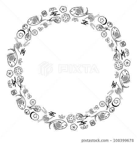 Osechi material frame circular monochrome 108399678