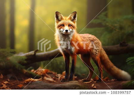 Image of red fox standing in the forest. Wildlife Animals. Image of red fox standing in the forest. Wildlife Animals. 108399787