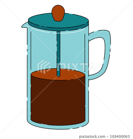 Coffee French press vector. Coffee maker for coffee shop, cafeteria, cafes 108400063