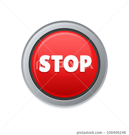 Red Stop Button on White Background. Vector Red Stop Button on White Background. Vector 108400246