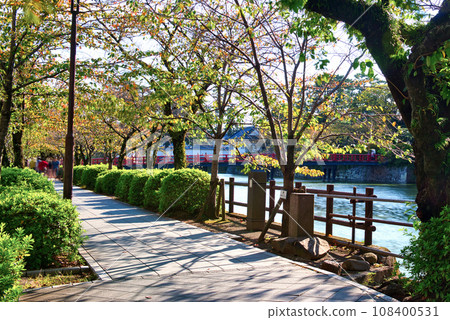 Beautiful red scenery of Odawara Castle Bridge Beautiful red scenery of Odawara Castle Bridge 108400531