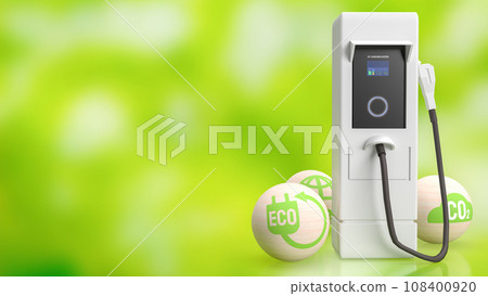 Ev station on Green Bokeh background for Technology concept 3d rendering Ev station on Green Bokeh background for Technology concept 3d rendering 108400920