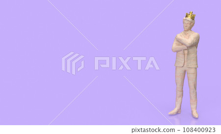 The man and gold crown for leader concept 3d rendering. 108400923