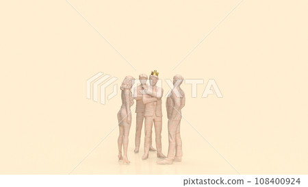 The man and gold crown for leader concept 3d rendering. The man and gold crown for leader concept 3d rendering. 108400924