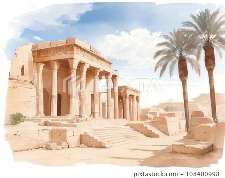 Watercolor background_World travel_Egypt_Ancient ruins_02 108400998