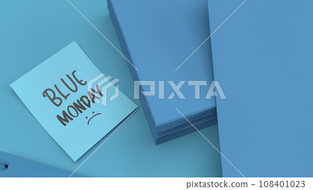 The paper on table for Blue Monday concept 3d rendering The paper on table for Blue Monday concept 3d rendering 108401023