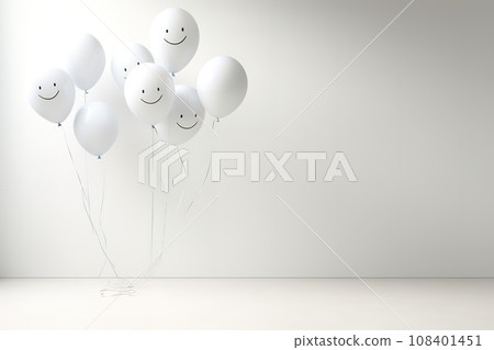 3D Render of Minimal and simple decoration on a white background, creating a happy and inviting image. 3D Render of Minimal and simple decoration on a white background, creating a happy and inviting image. 108401451