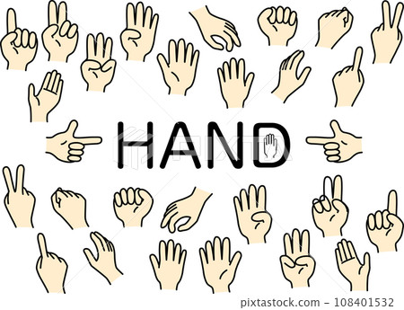 手寫風格手和手指插圖集 手寫風格手和手指插圖集 108401532