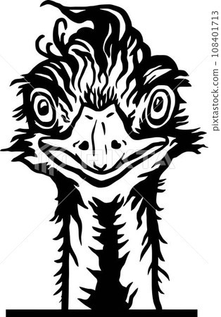 Peeking Ostrich - Funny Ostrich peeking out - face head isolated on white Peeking Ostrich - Funny Ostrich peeking out - face head isolated on white 108401713