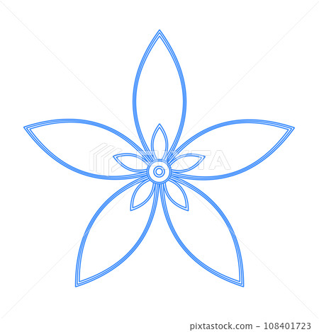 Flower pattern line drawing blue Flower pattern line drawing blue 108401723
