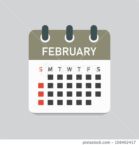 Vector template icon page calendar, month February - Stock Illustration ...