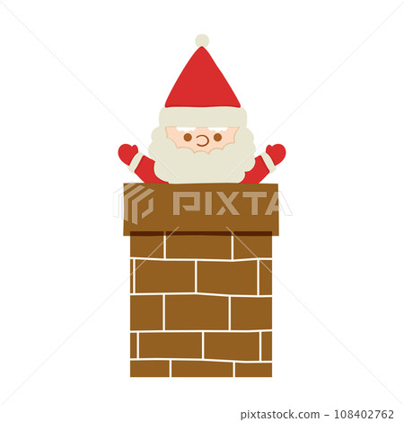 Illustration of Santa Claus jumping out of the chimney Illustration of Santa Claus jumping out of the chimney 108402762