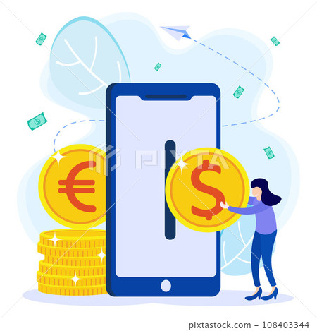 Illustration vector graphic cartoon character of currency exchange 108403344